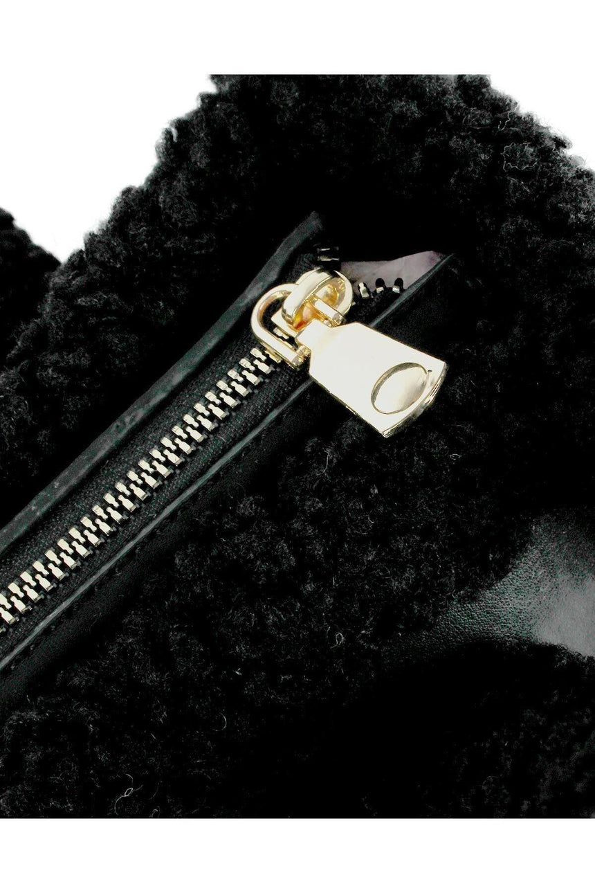 Axpe Peluş Kulp Detaylı Kadın El Çantası Siyah Siyah