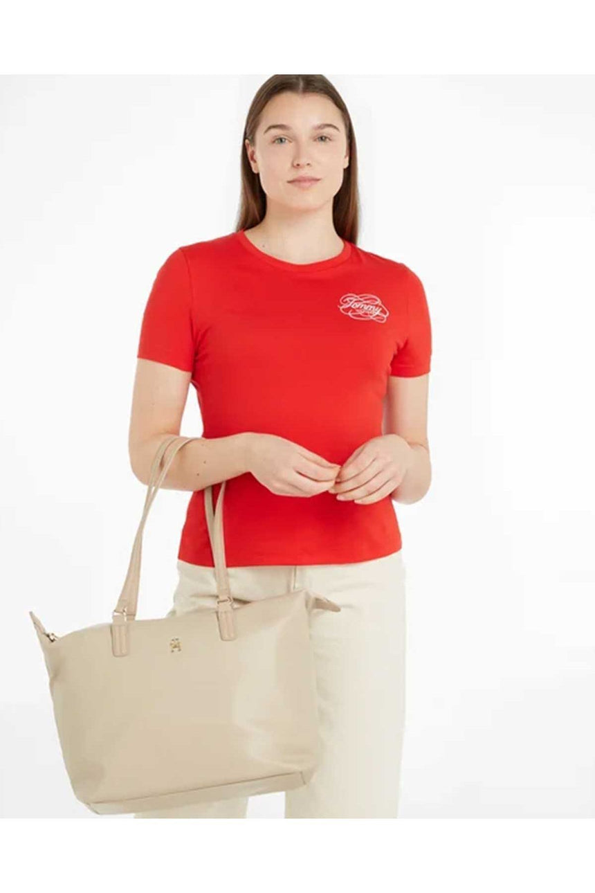 Tommy Hilfiger Poppy Plus Tote El Çantası Beige