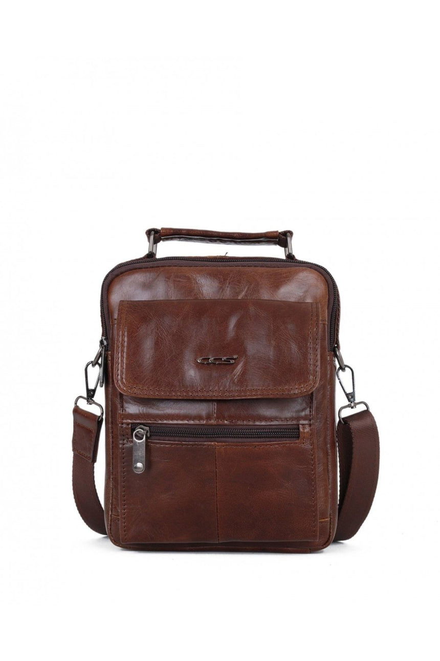 ÇÇS Klasik Çapraz Askılı Erkek Çantası Brown