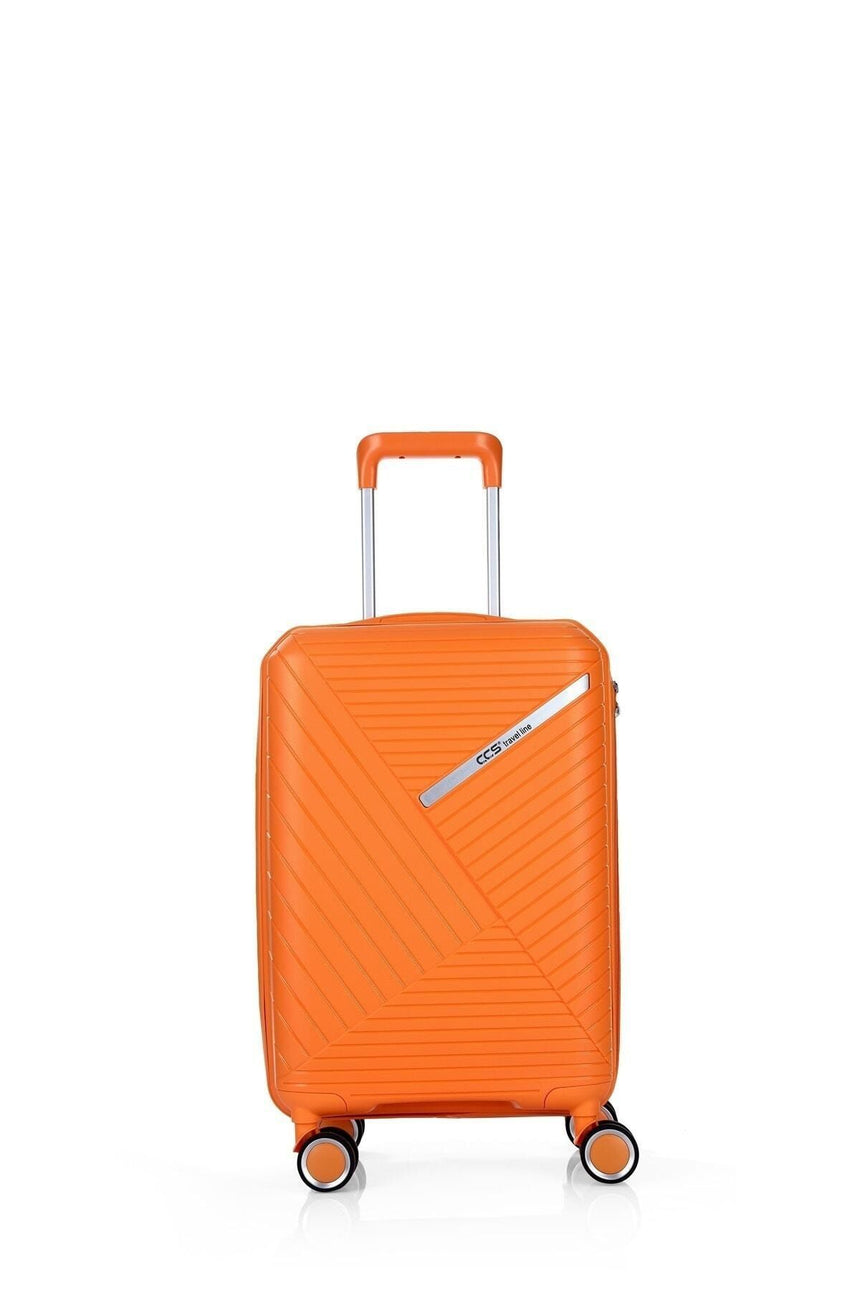 ÇÇS Diagonal Çizgili 55 cm Kabin Boy Valiz Turuncu