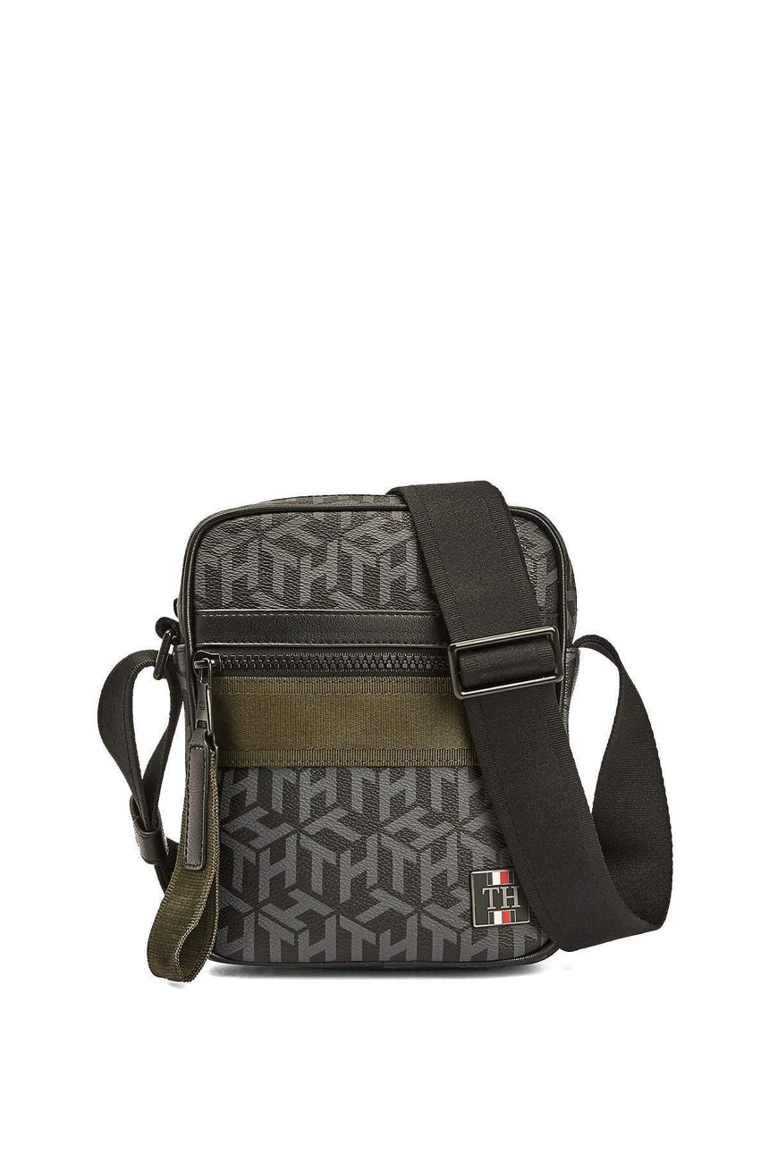 Tommy Hilfiger Coated Canvas Mini Reporter Çapraz Askılı Erkek Çantası Black