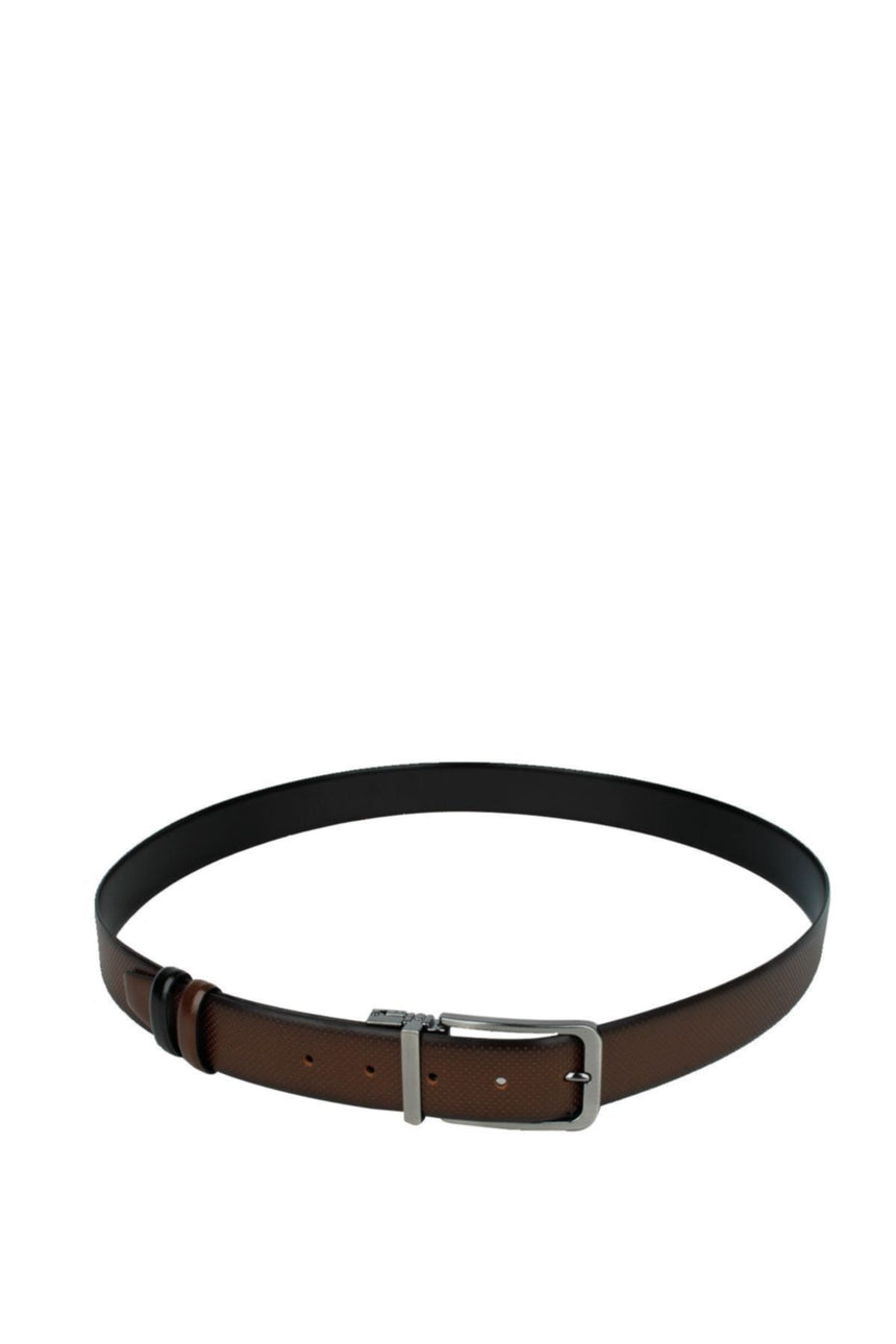 Axpe 3,5 Cm Çift Taraflı Deri Kemer Siyah - Kahve