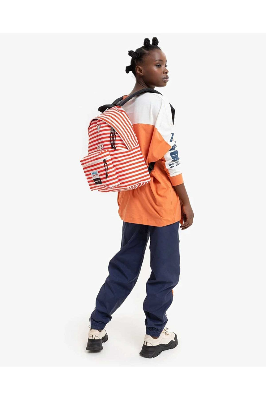 Eastpak Padded Pak'r Wally Silk Stripe Sırt Çantası Kırmızı - Beyaz