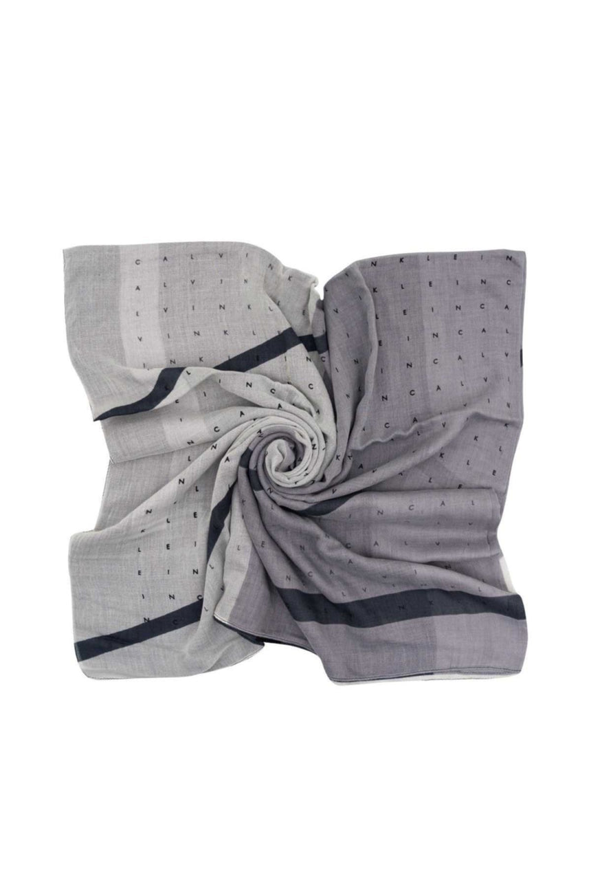 Calvin Klein Seasonal Logo Print Kadın Şal Ck Mono Black