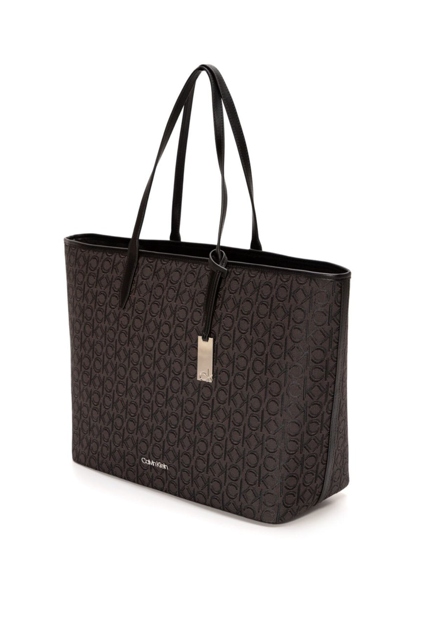 Calvin Klein Kadın Shopper W/ Laptop Pouch Jq Tote Omuz Çantası Black Mono