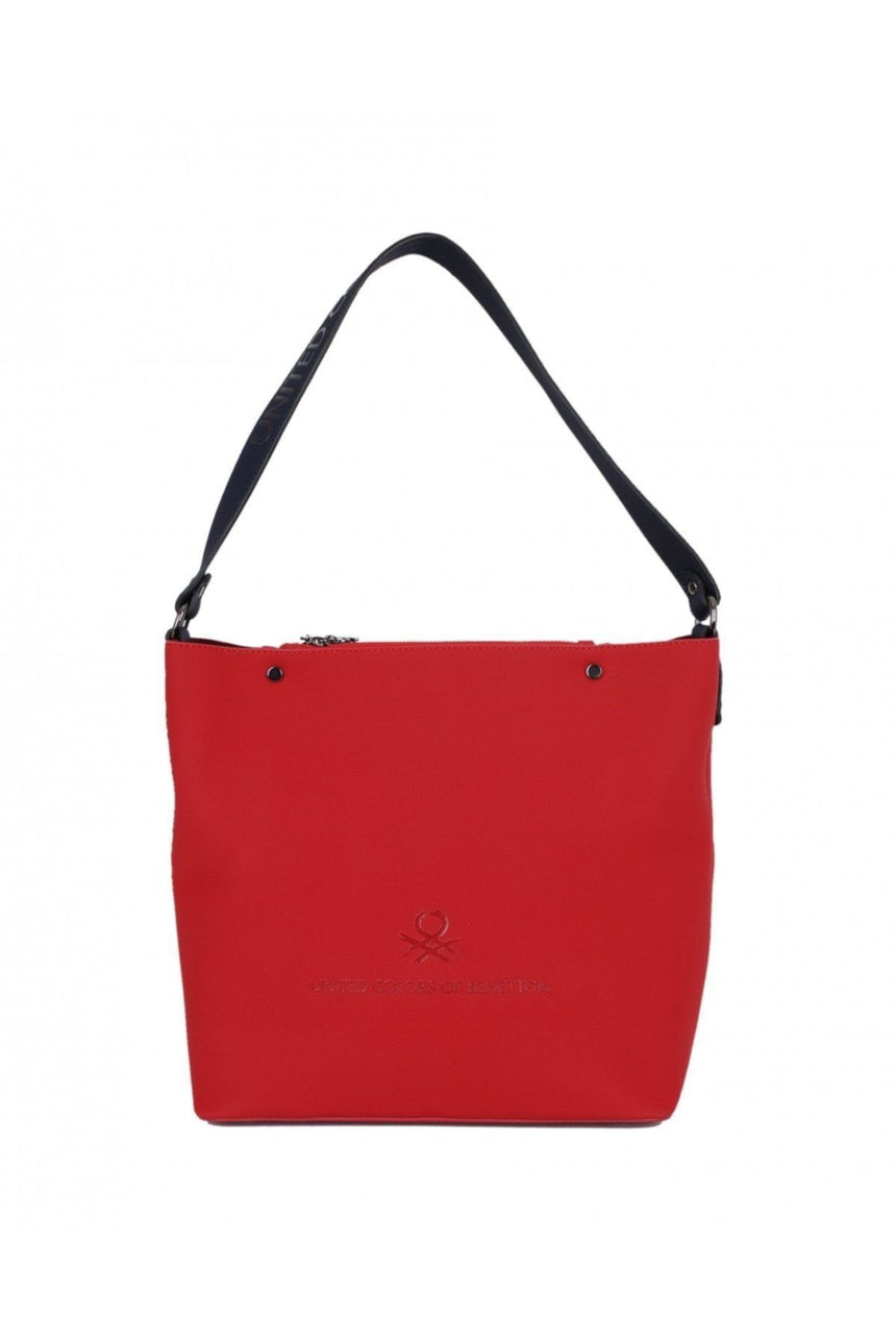 Benetton Kabartma Logolu Kadın Kol Çantası Kırmızı - Lacivert