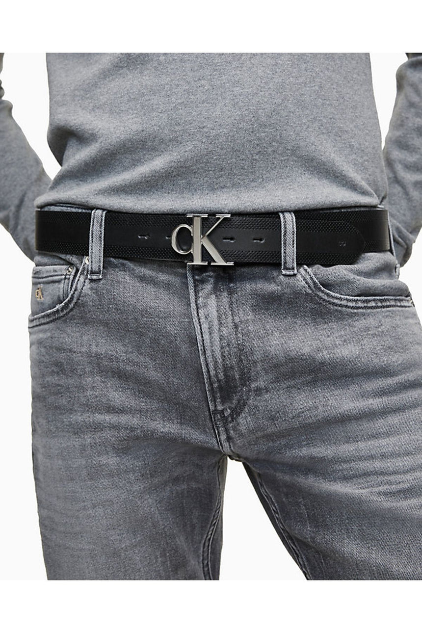 Calvin Klein 95 cm / 38 Inch Gym Class Monogram Erkek Kemer Black