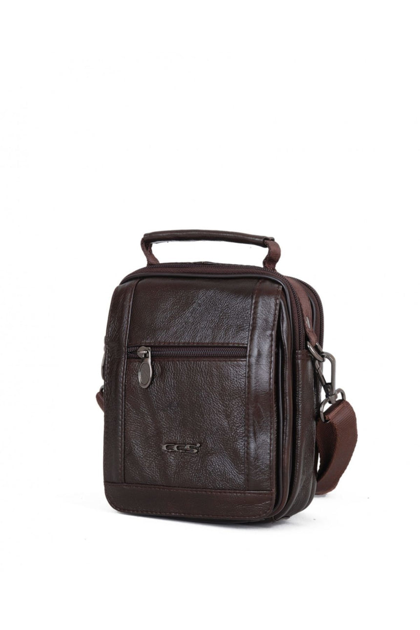 ÇÇS Kapaklı Tasarım Mini Çapraz Askılı Erkek Çantası Brown