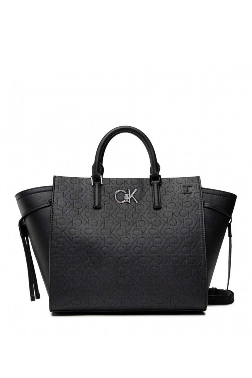 Calvin Klein Re-Lock Drawstring Tote Bag Perf Kadın Omuz Çantası CK Black