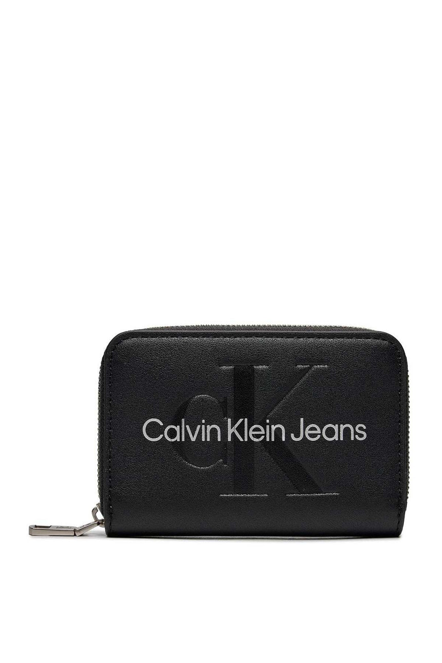 Calvin Klein Zip Around Wallet Cüzdan Black/Metallic Logo