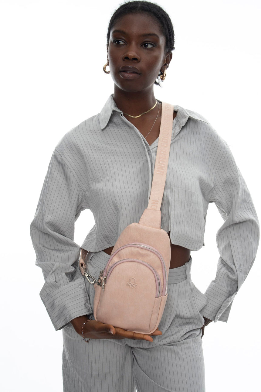 Benetton Logo Detaylı Bel Çantası Pembe