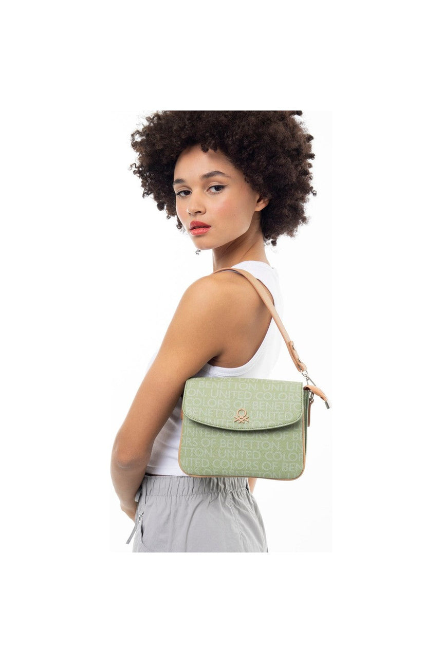 Benetton Çapraz Askılı Kadın Çantası Yeşil - Açık Camel