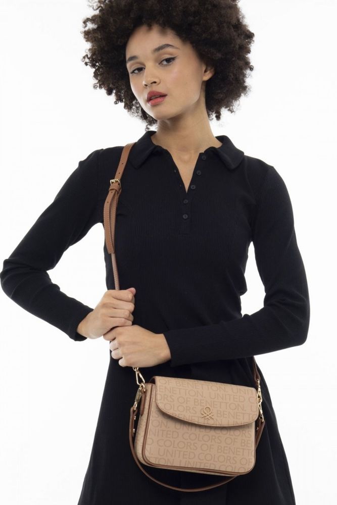 Benetton Çapraz Askılı Kadın Çantası Bej - Açık Camel