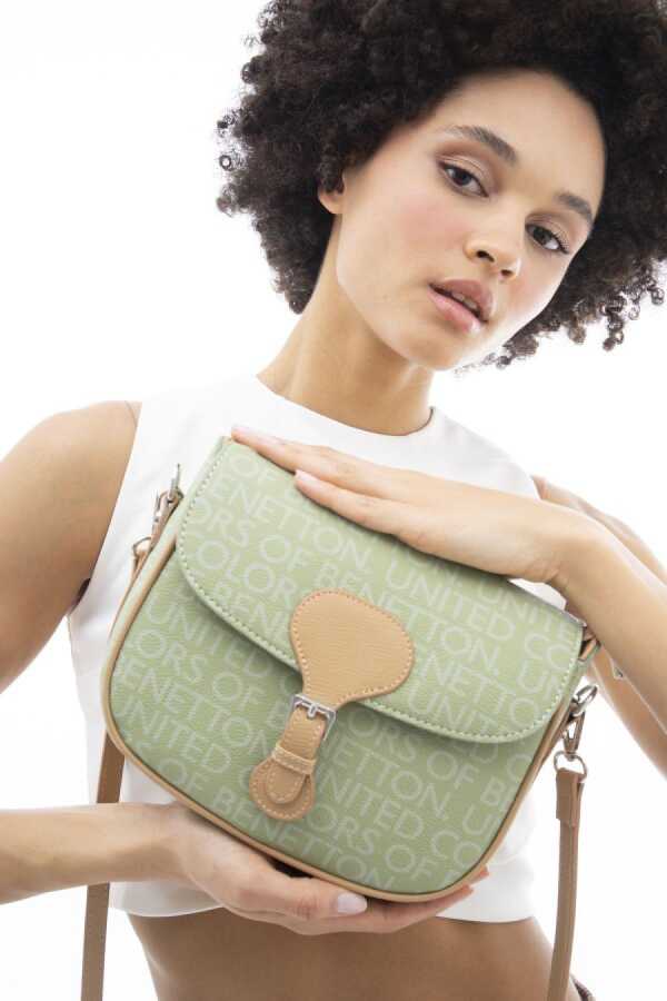 Benetton Çapraz Askılı Kadın Çantası Yeşil - Açık Camel