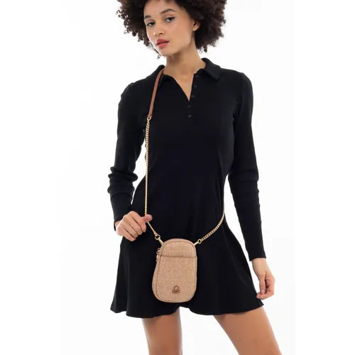 Benetton Zincir Detaylı Çapraz Askılı Çanta Açık Camel - Camel