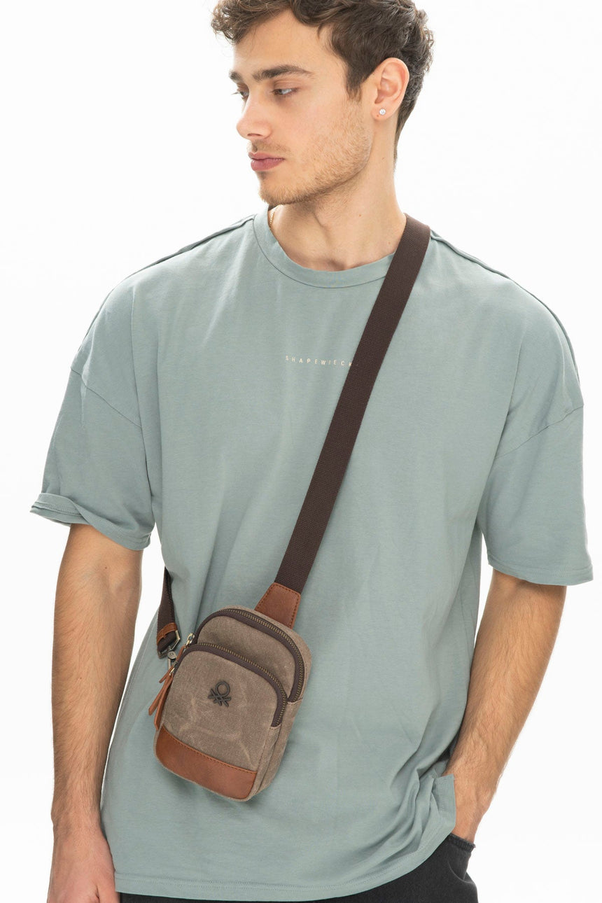 Benetton Logolu Çapraz Askılı Çanta Kahve