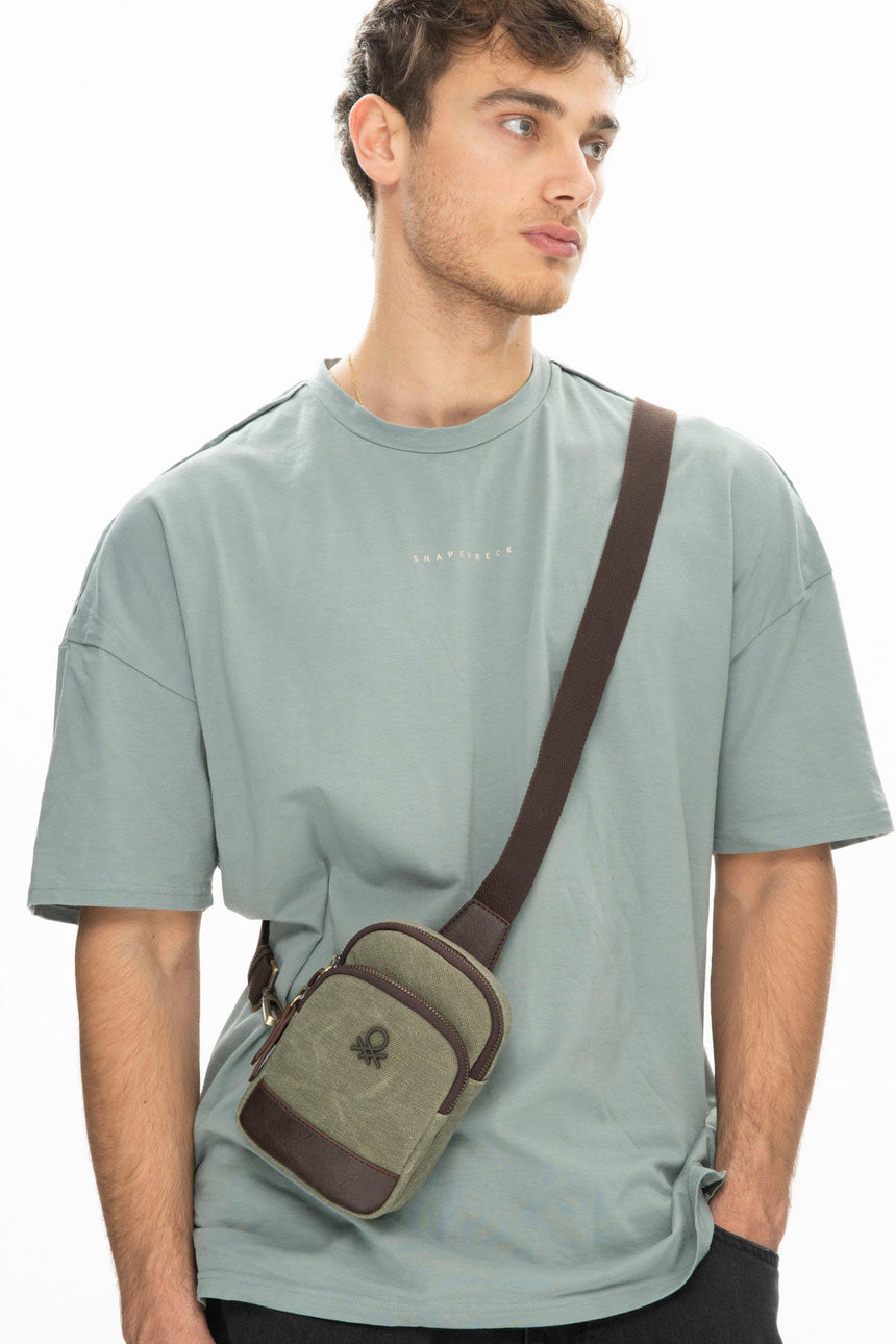 Benetton Logolu Çapraz Askılı Çanta Haki