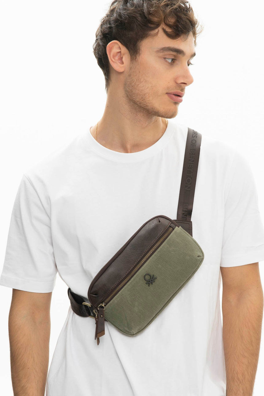 Benetton Logo Detaylı Bel Çantası Haki