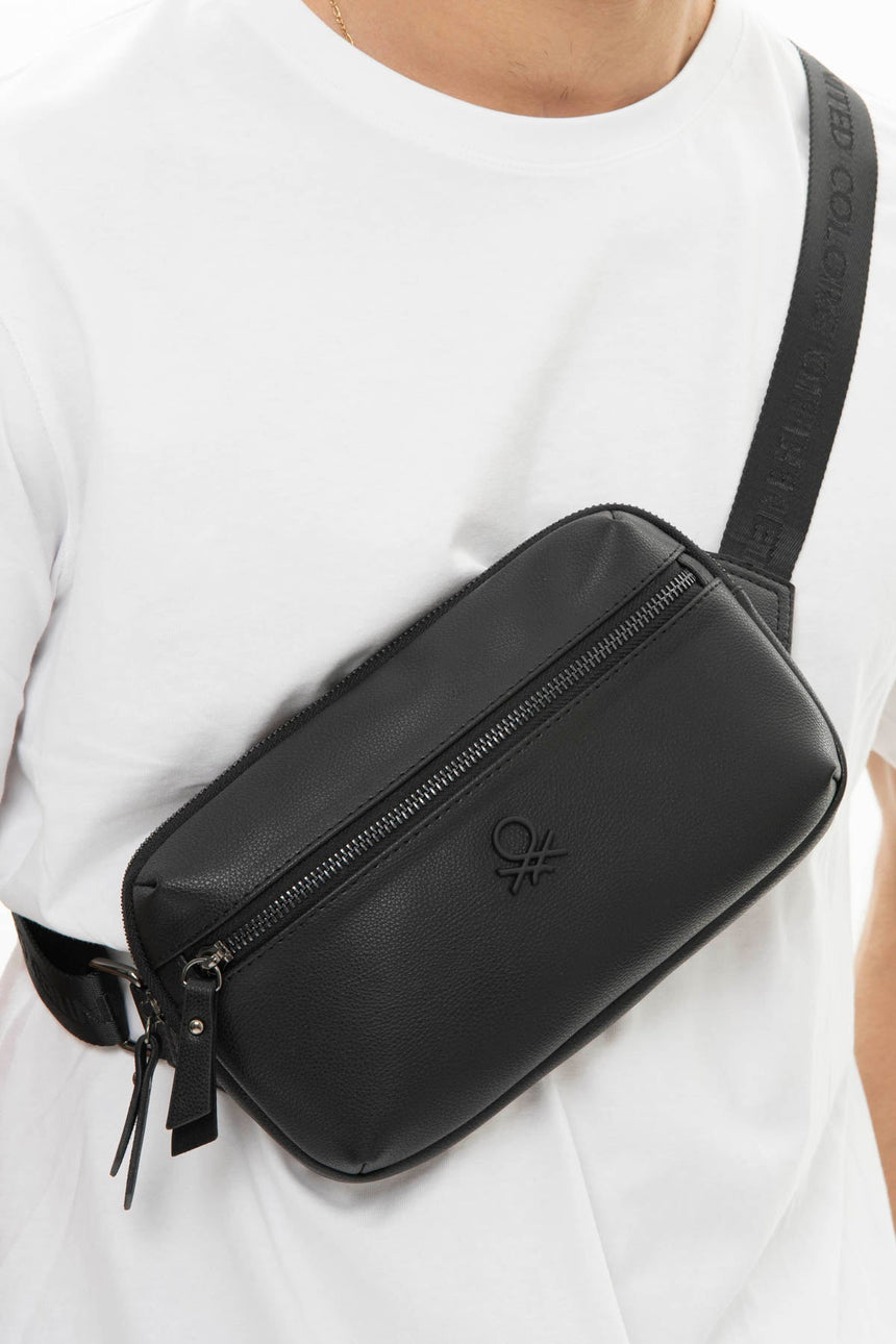 Benetton Fermuar Detaylı Çapraz Çanta Siyah