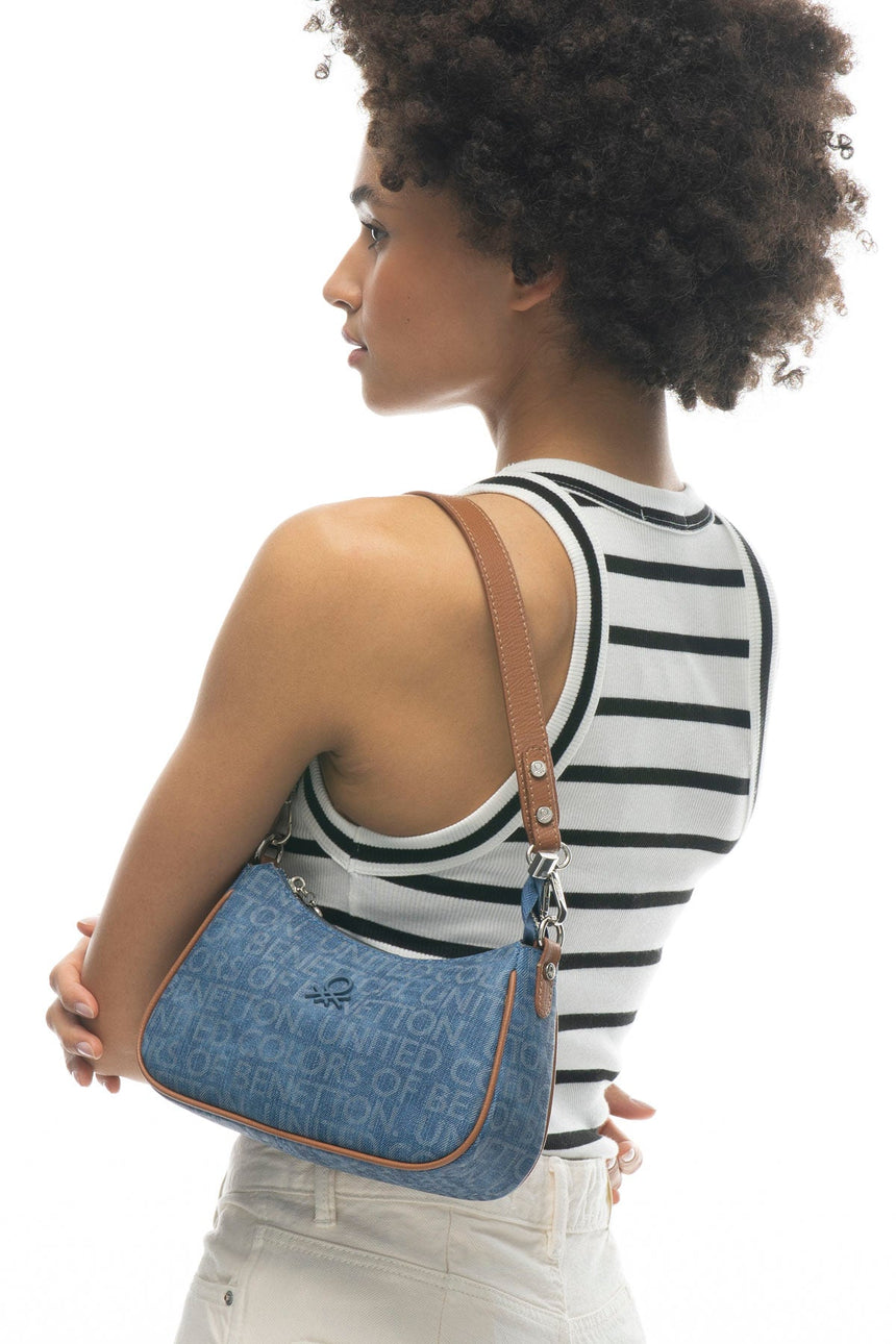 Benetton Kadın Omuz Çantası Kot - Lacivert - Camel