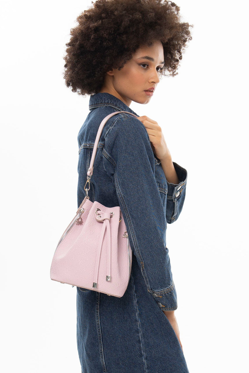 Benetton Büzgülü Omuz Çantası Pembe