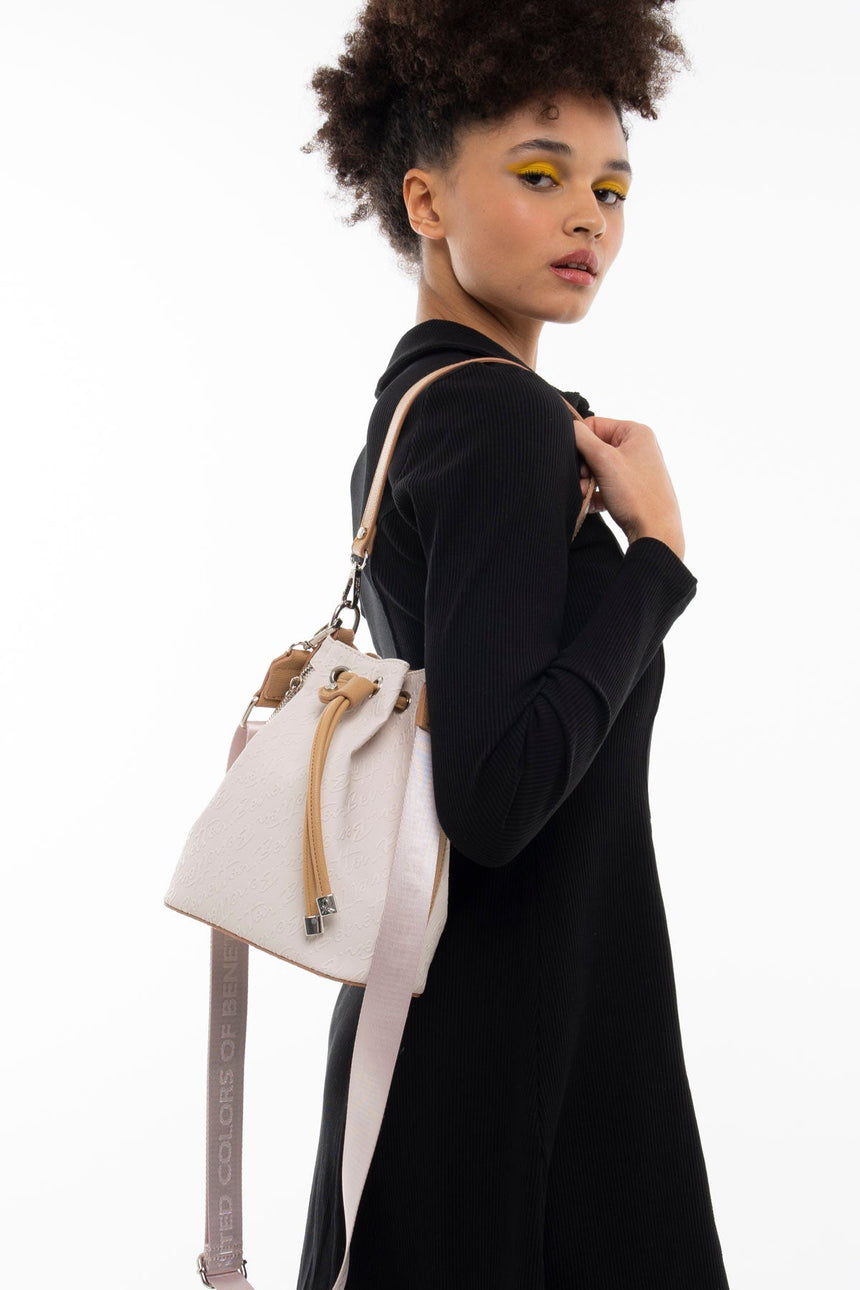 Benetton Büzgülü Omuz Çantası Bej - Açık Camel