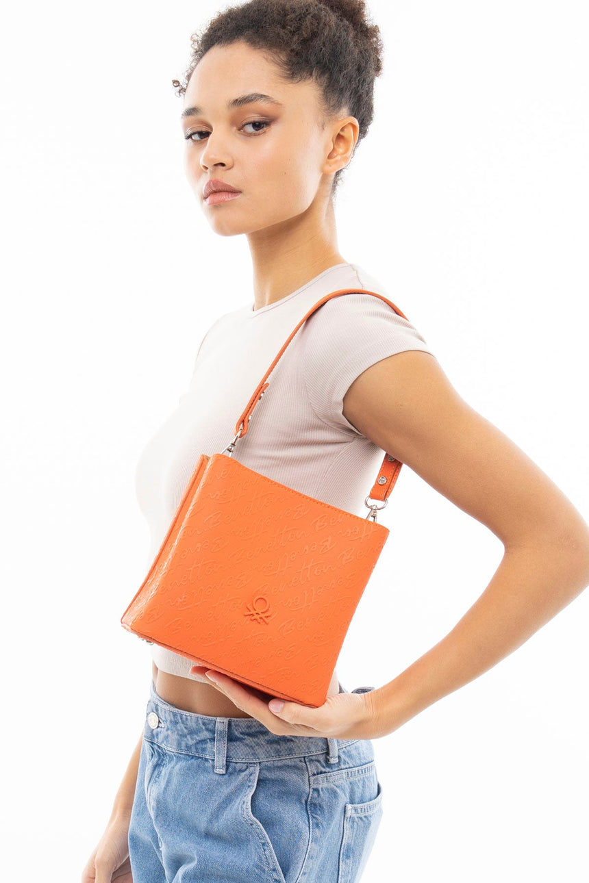 Benetton Logolu Omuz Çantası Turuncu