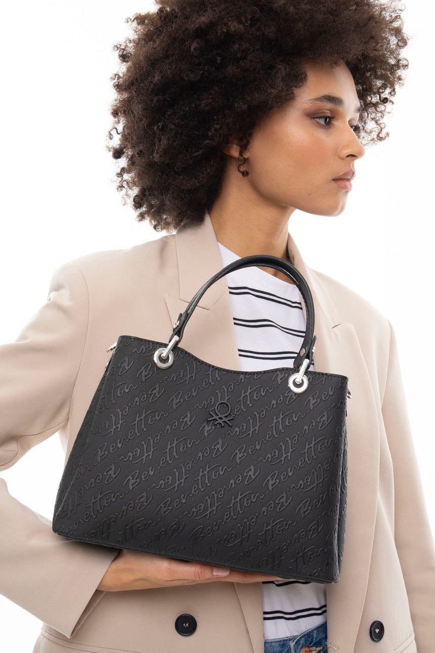Benetton Tutma Kulplu El Çantası Siyah