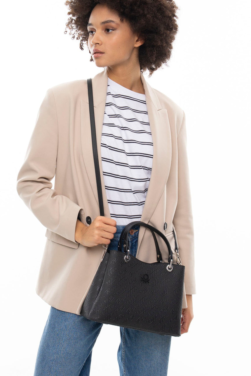 Benetton Tutma Kulplu El Çantası Siyah