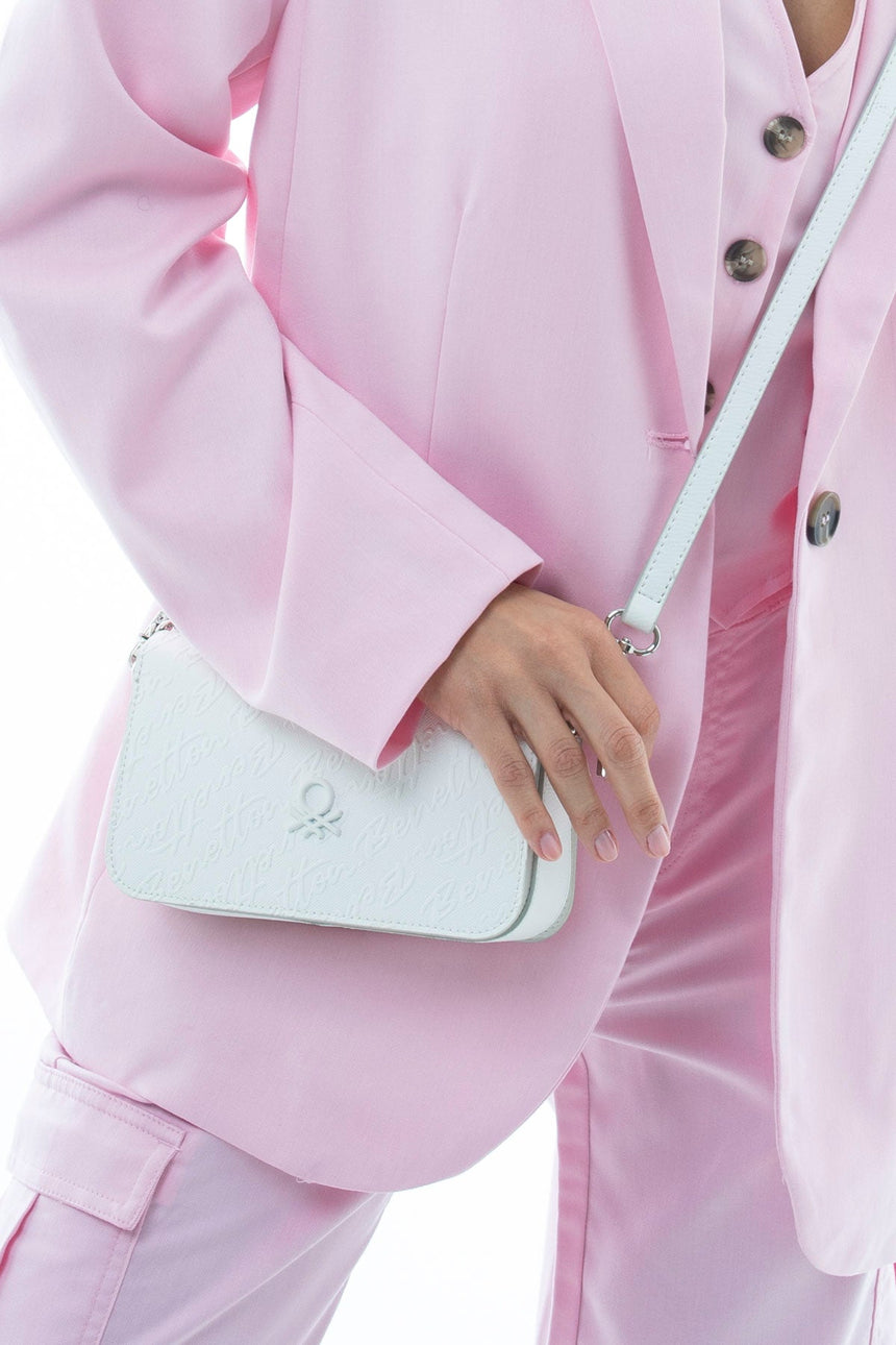 Benetton Logo Baskılı Çapraz Askılı Çanta Beyaz