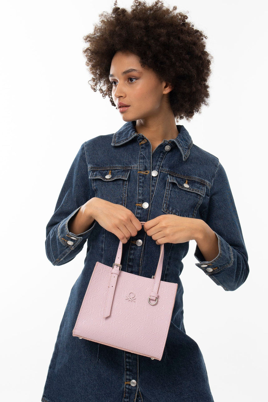 Benetton Kemer Aksesuar Detaylı El Çantası Pembe