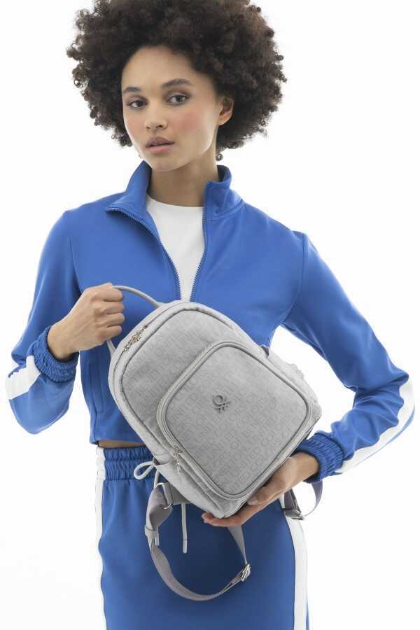 Benetton Monogram Baskılı Sırt Çantası Altın