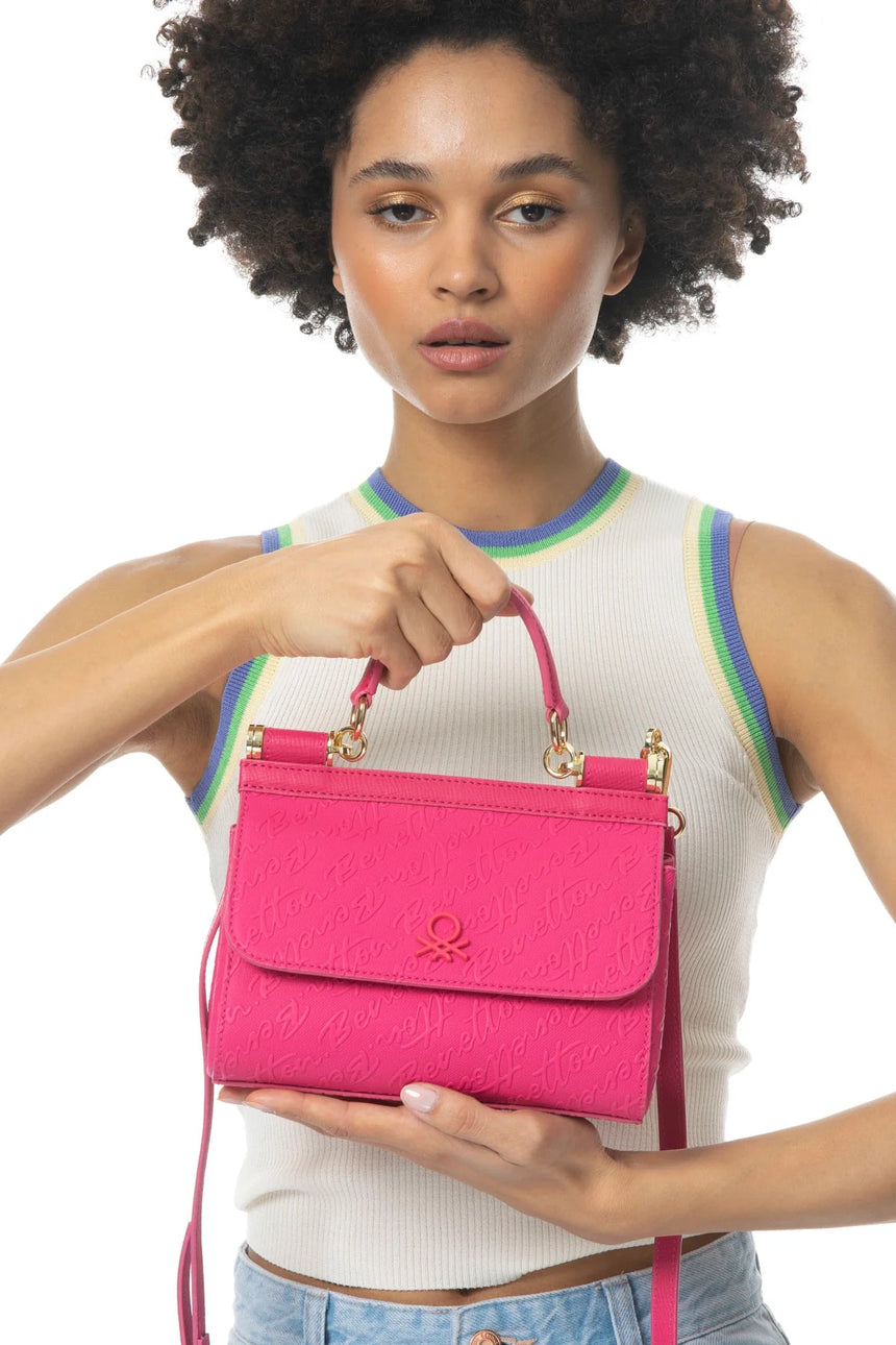 Benetton Tutma Kulplu El Çantası Fuşya