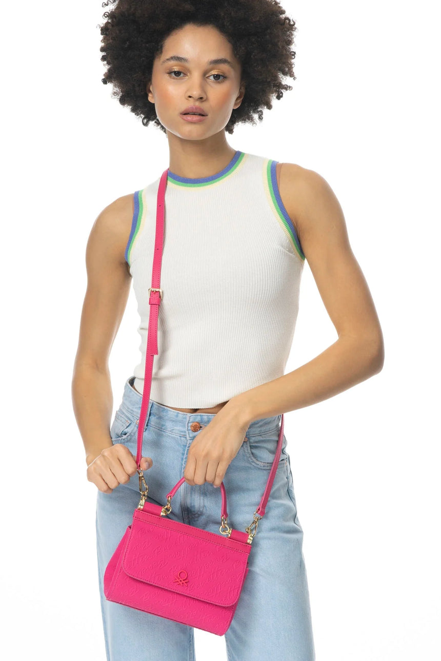 Benetton Tutma Kulplu El Çantası Fuşya