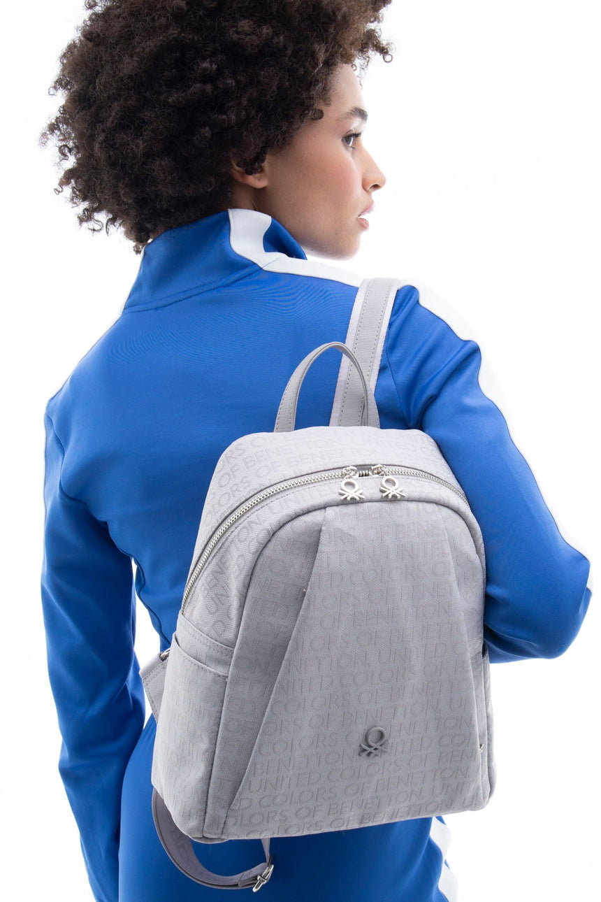 Benetton Logo Yazılı Sırt Çantası Açık Gri