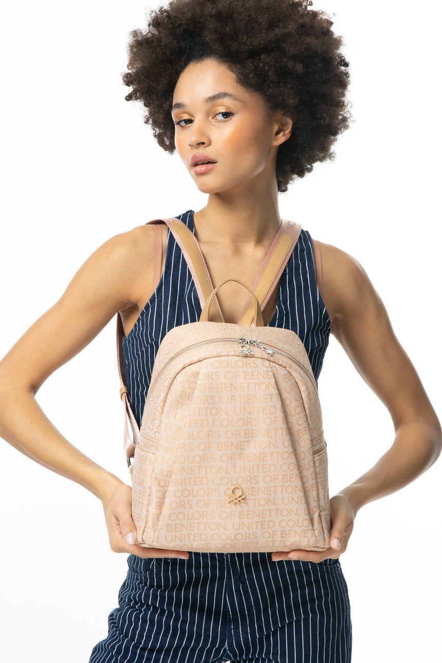 Benetton Logo Yazılı Sırt Çantası Camel - Açık Camel