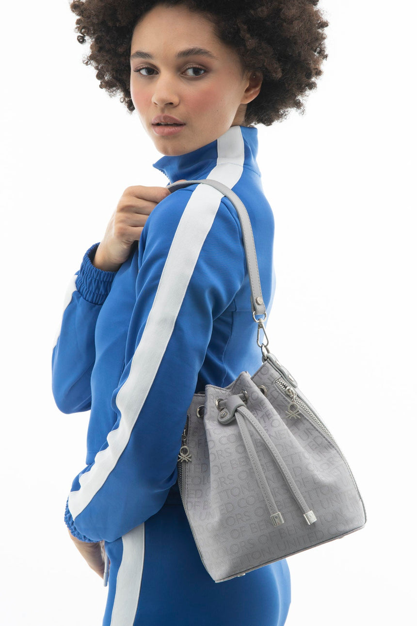 Benetton Büzgülü Omuz Çantası Açık Gri