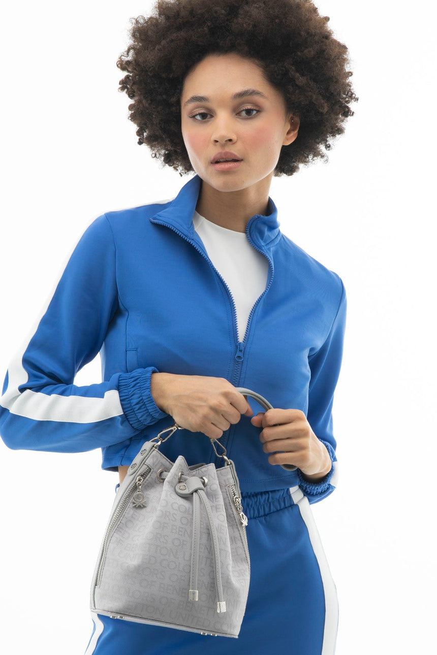 Benetton Büzgülü Omuz Çantası Açık Gri