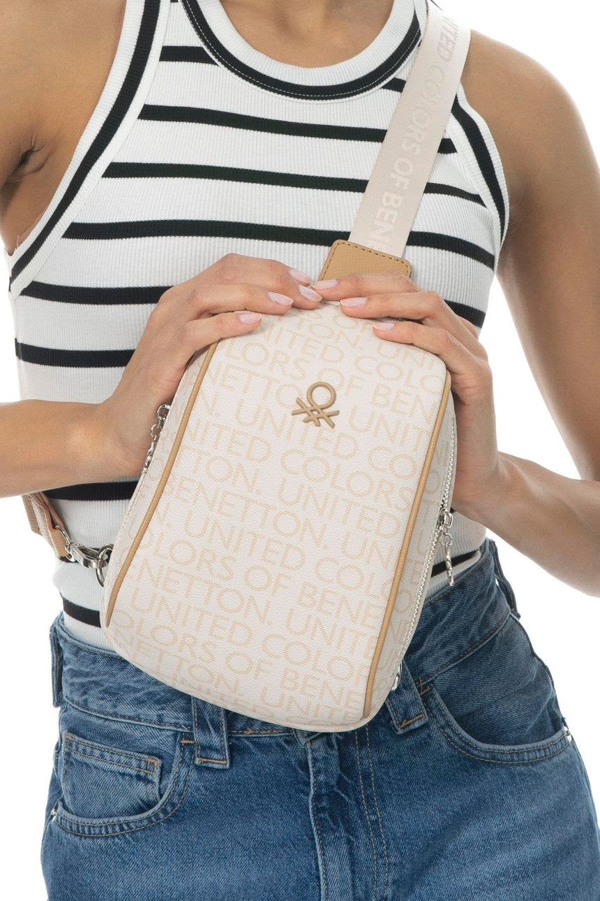 Benetton Monogram Logo Detaylı Bel Çantası Bej - Açık Camel