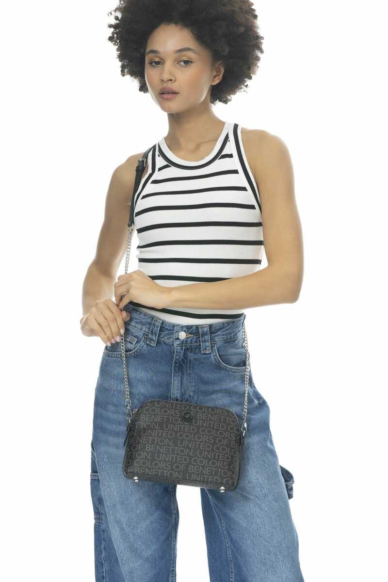 Benetton Zincir Detaylı Çapraz Askılı Çanta Siyah