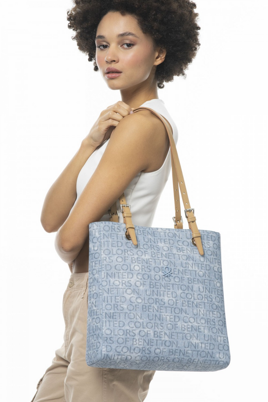 Benetton Kadın Çantası Kot - Mavi - Açık Camel