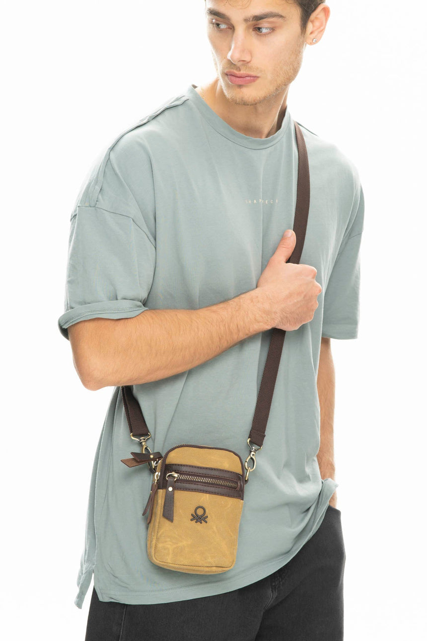 Benetton Fermuar Detaylı Çapraz Askılı Çanta Bej