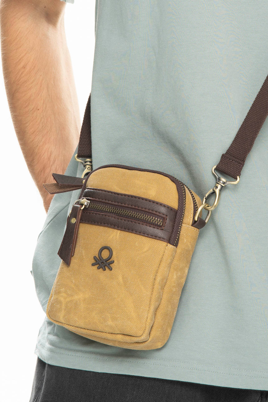 Benetton Fermuar Detaylı Çapraz Askılı Çanta Bej