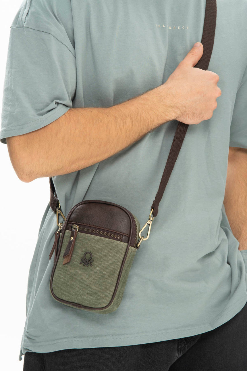 Benetton Fermuar Detaylı Çapraz Askılı Çanta Haki