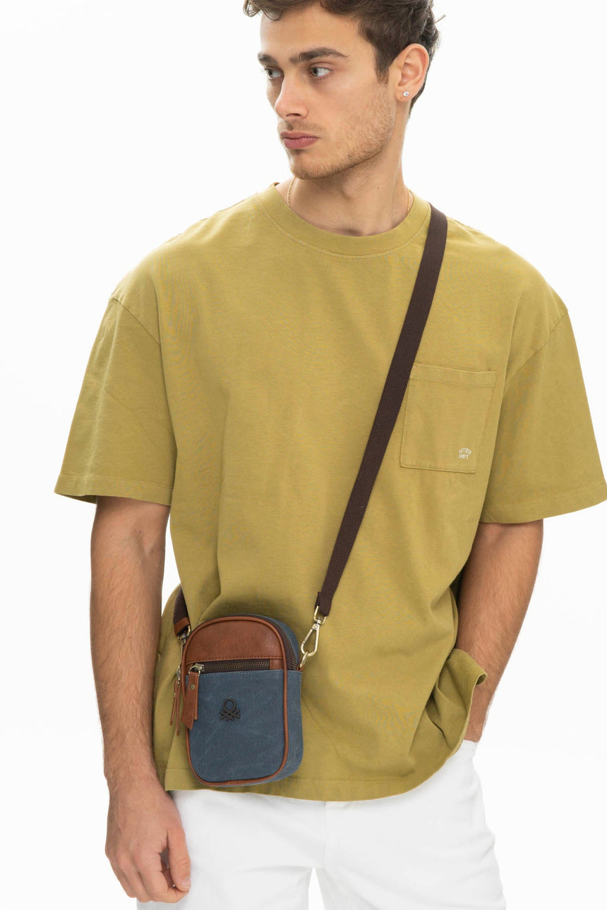 Benetton Fermuar Detaylı Çapraz Askılı Çanta Lacivert