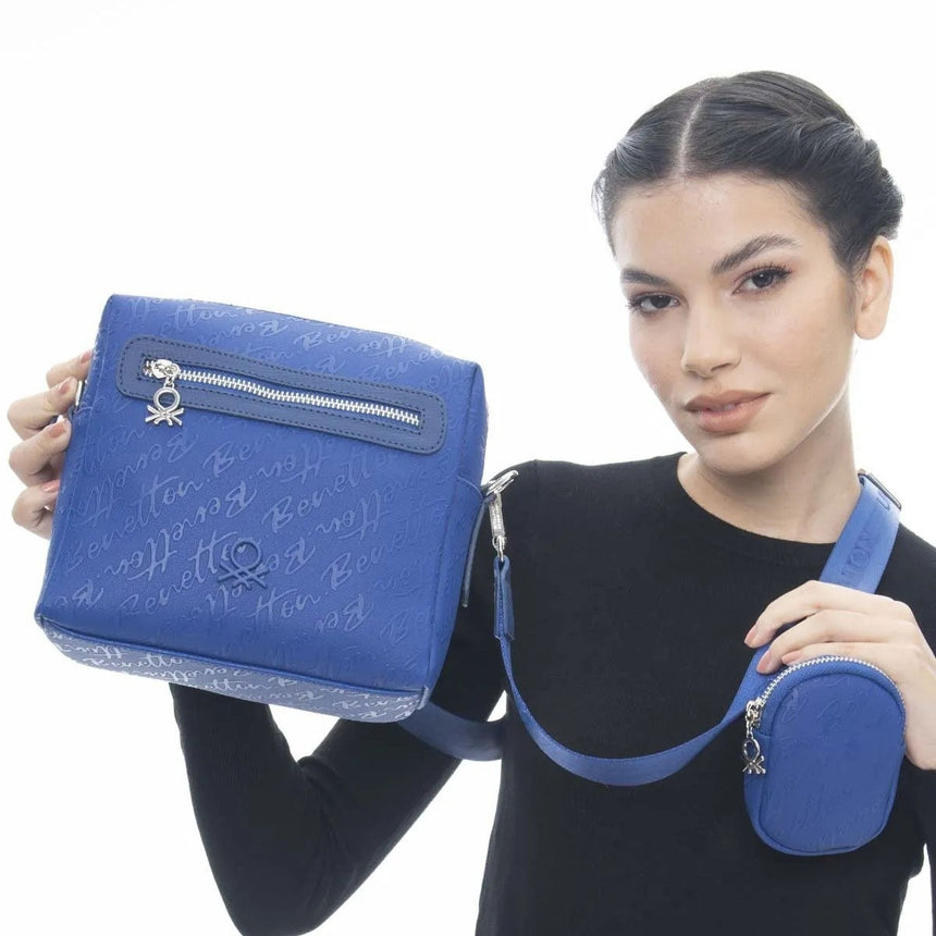 Benetton Mini Cüzdan Aksesuarlı Çapraz Askılı Çanta Sax