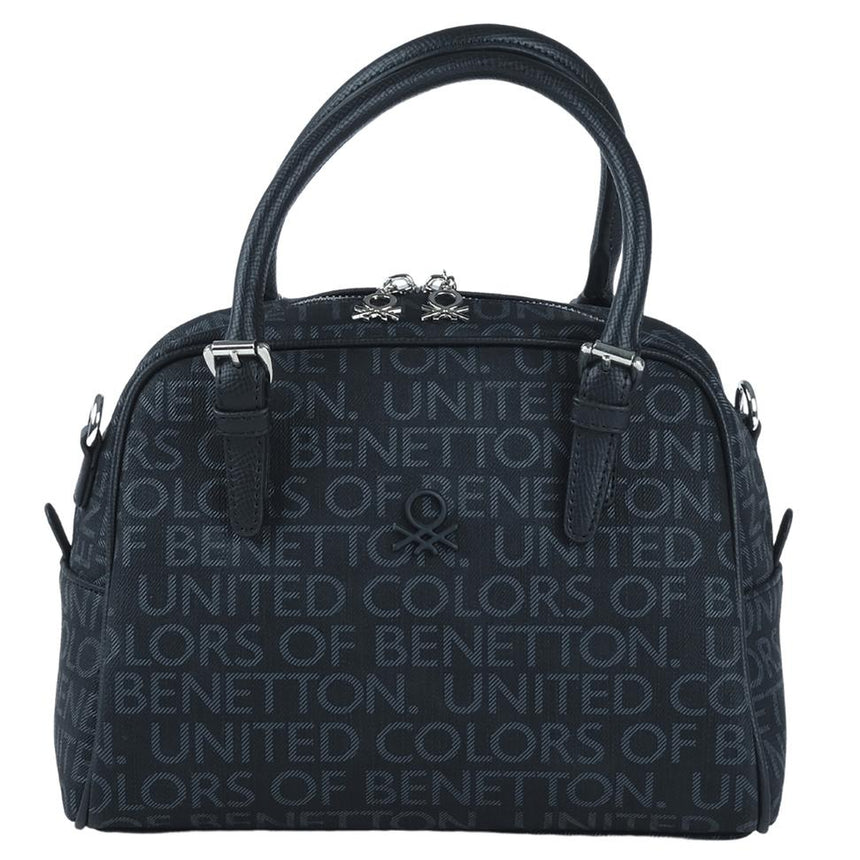 Benetton Monogram Baskılı El Çantası Siyah