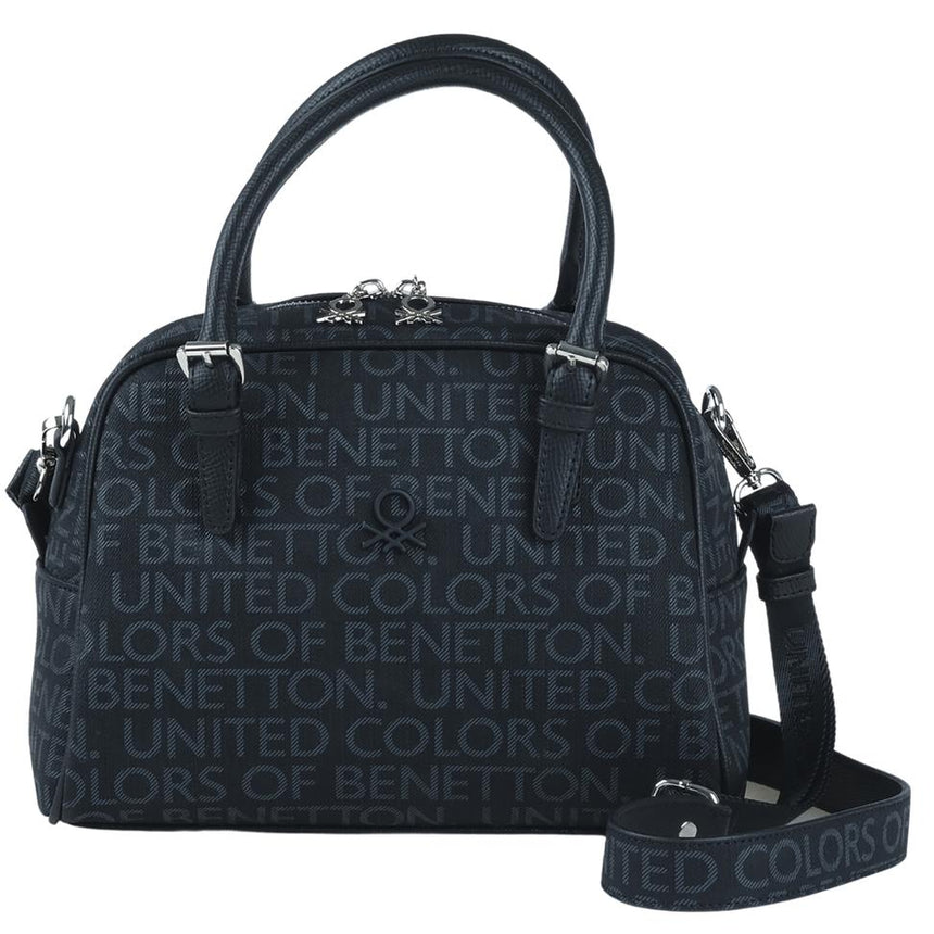 Benetton Monogram Baskılı El Çantası Siyah