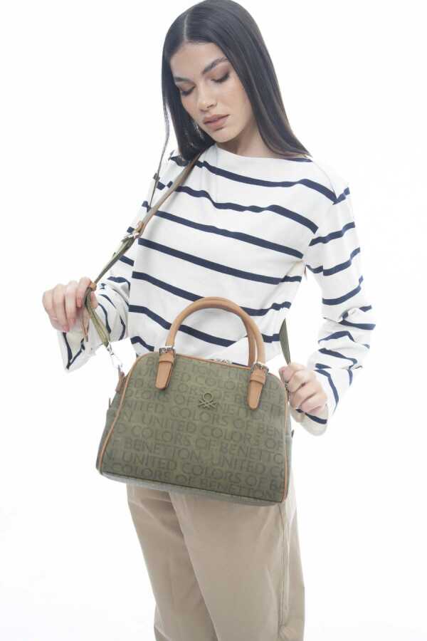 Benetton Monogram Baskılı El Çantası Haki