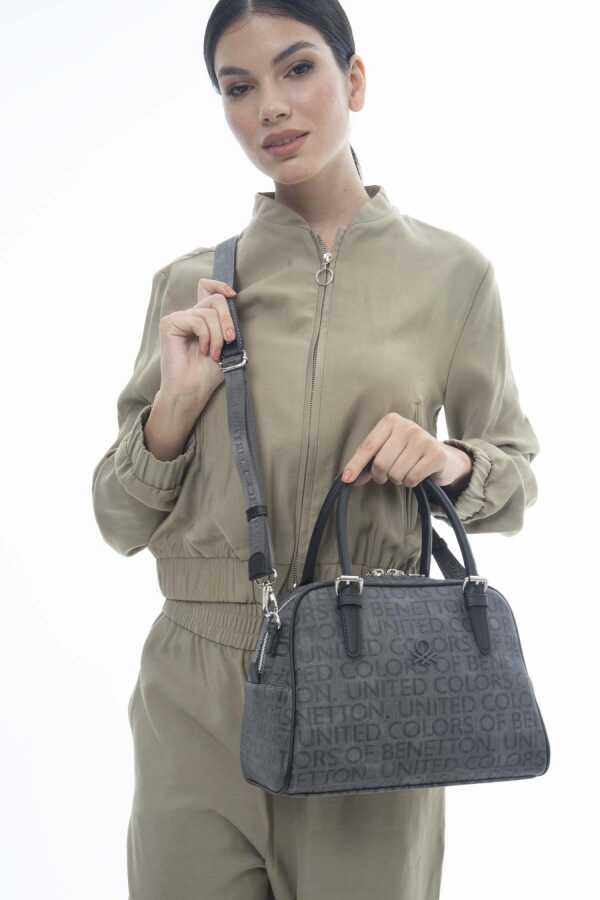 Benetton Monogram Baskılı El Çantası Gri